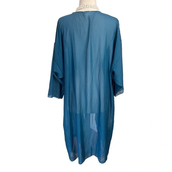Lularoe L blue sheer draped kimono duster Whimpsygoth Fairycore Event - Picture 3 of 6